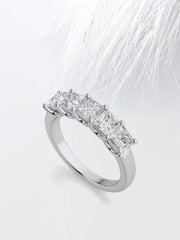 Five Stone Princess Cut Moissanite Diamond Wedding Band Mapple Gems